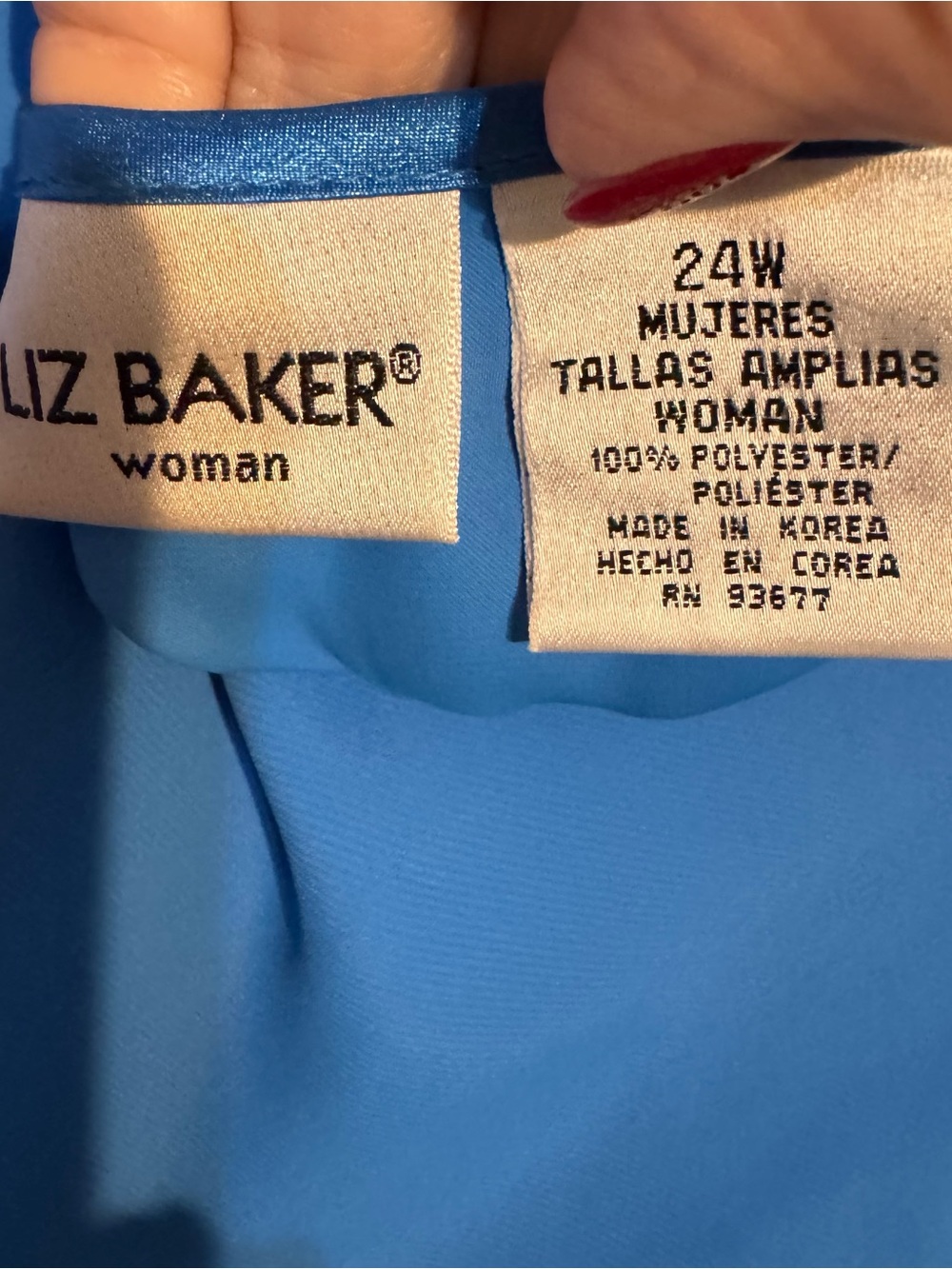 Liz Baker Beautiful Blue Scoop Neck Sleeveless Tank/Shell Layering PLUS: 24 #Z - Picture 7 of 7